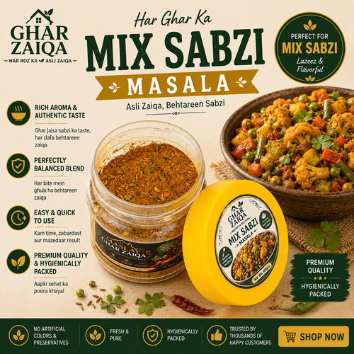 Ghar Zaiqa Mix Sabzi + Daal Masala Combo (2 Jars) – Premium Spice Blend