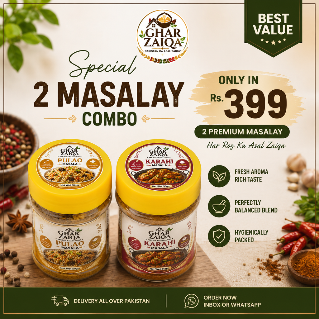 Ghar Zaiqa Pulao + Karahi Masala Combo (2 Jars) – Premium Spice Blend