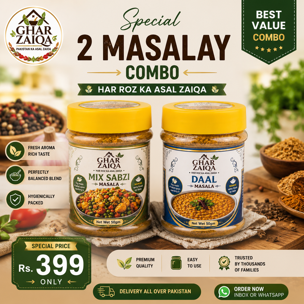 Ghar Zaiqa Mix Sabzi + Daal Masala Combo (2 Jars) – Premium Spice Blend